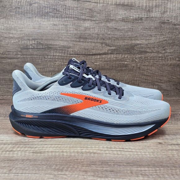 Brooks Ghost 17 Men\'s Size 13 Wide 2E Gray Orange Running Shoes (1104422E048)
